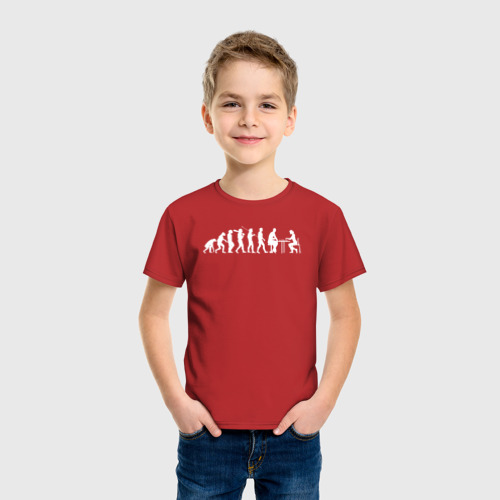 Детская футболка хлопок Шахматная эволюция, цвет красный - фото 3