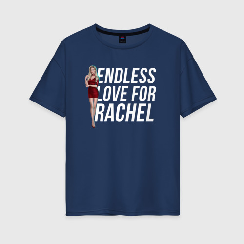 Женская футболка хлопок Oversize Endless love for Rachel, цвет темно-синий