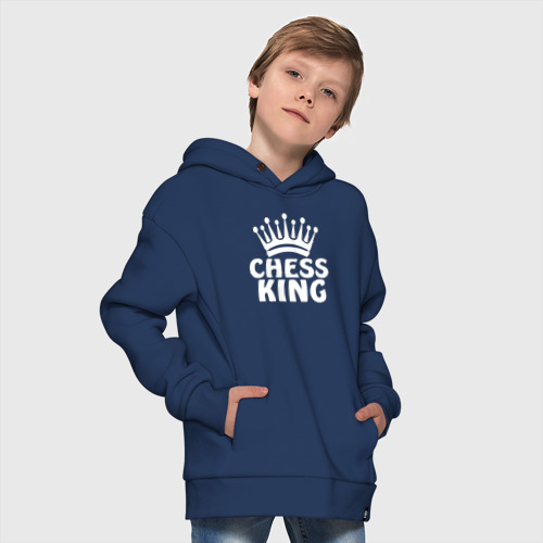 Детское худи Oversize хлопок Chess King, цвет темно-синий - фото 9