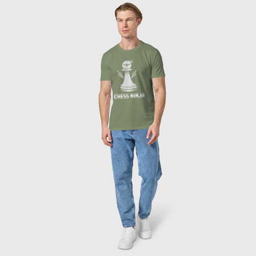 Мужская футболка хлопок Шахматный ниндзя, цвет авокадо - фото 5