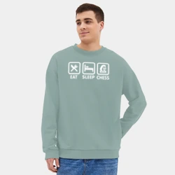 Мужской свитшот oversize без начеса хлопок Ешь Спи Играй в шахматы - фото 2