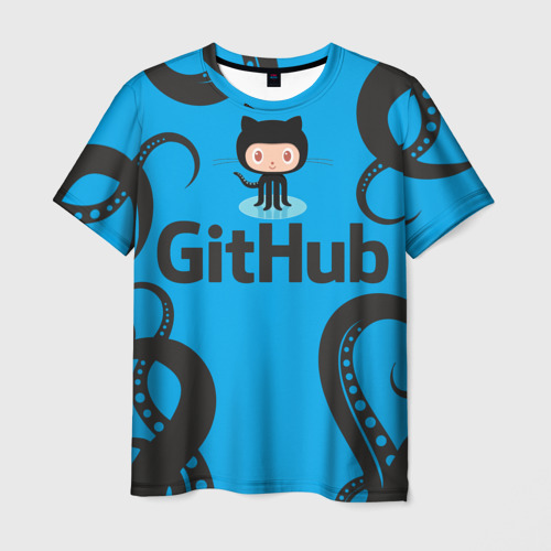 Мужская футболка с принтом GitHub - тентакли, вид спереди №1