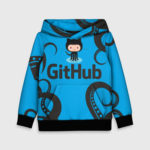 Детская толстовка 3D GitHub - тентакли, цвет черный