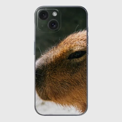 Чехол для iPhone 15 силиконовый с защитой камеры Невероятная капибара-модель