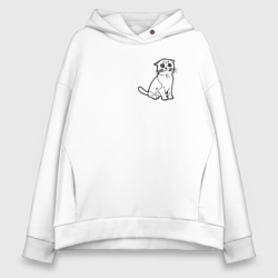 Женское худи Oversize хлопок Контурный шотландский котенок