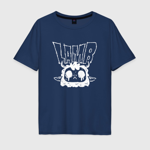 Мужская футболка хлопок Oversize Evil Lamb - Cult of the lamb, цвет темно-синий