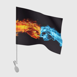 Флаг для автомобиля Вода и огонь - два кулака Brofist