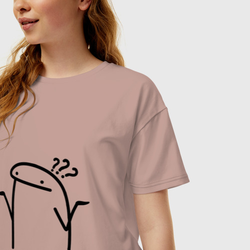 Женская футболка хлопок Oversize с принтом Непонимающий Флорк, фото на моделе #1