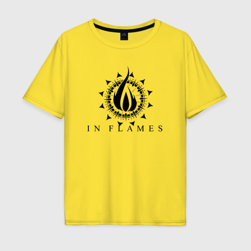 Мужская футболка хлопок Oversize In flames - rock, цвет желтый