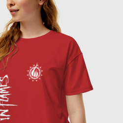 Женская футболка хлопок Oversize in flames - logo - фото 2