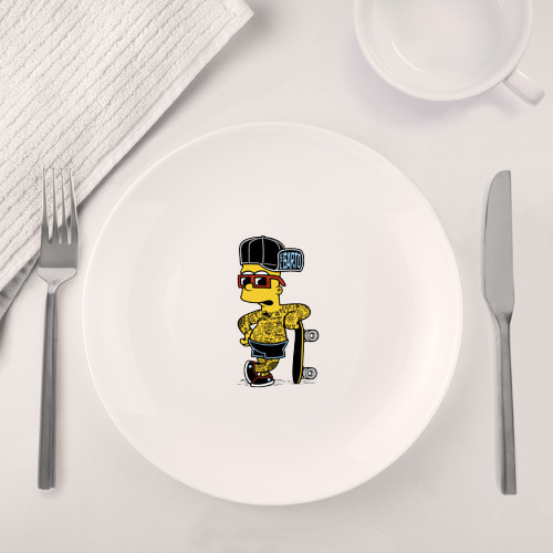 Набор: тарелка + кружка Скейтер Барт Симпсон весь в татухах - фото 4