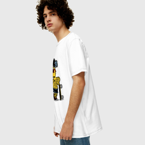 Мужская футболка хлопок Oversize Скейтер Барт Симпсон весь в татухах, цвет белый - фото 5