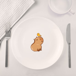 Набор: тарелка + кружка Милая Капибара и птичка - фото 2