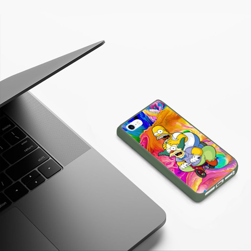 Чехол для iPhone 5/5S матовый Гомер Симпсон и клоун Красти , цвет темно-зеленый - фото 5