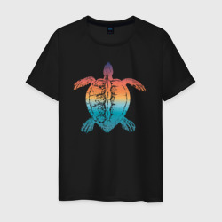 Мужская футболка хлопок Закат на море черепаха