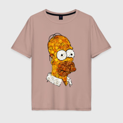 Мужская футболка хлопок Oversize Портрет Гомера Симпсона из продуктов