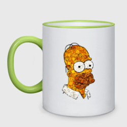 Кружка двухцветная Портрет Гомера Симпсона из продуктов