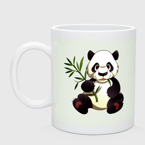 Кружка керамическая с принтом Панда кушает бамбук, вид спереди #2