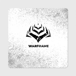 Магнит виниловый Квадрат Warframe с потертостями на светлом фоне