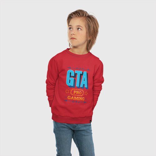 Детский свитшот хлопок с принтом Игра GTA pro gaming, вид сбоку #3