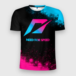 Мужская футболка 3D Slim Need for Speed - neon gradient