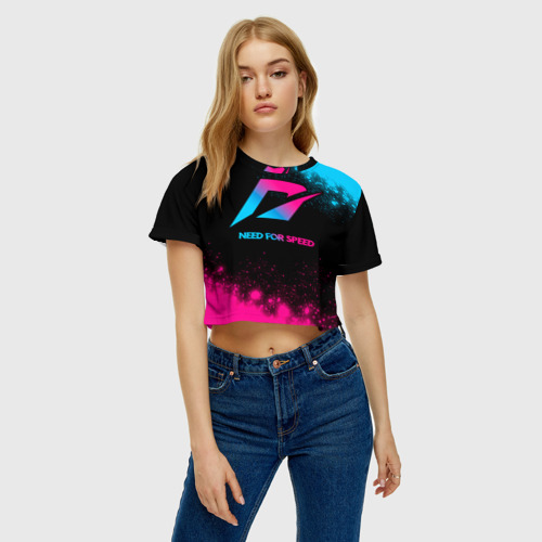 Женская футболка Crop-top 3D Need for Speed - neon gradient, цвет 3D печать - фото 3