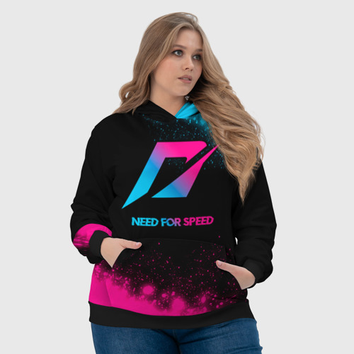 Женская толстовка 3D Need for Speed - neon gradient, цвет 3D печать - фото 6