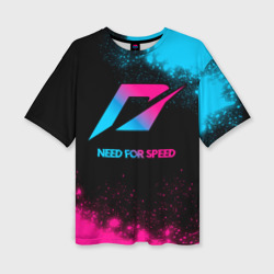 Женская футболка oversize 3D Need for Speed - neon gradient