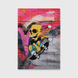 Обложка для автодокументов Скейтер Барт Симпсон на фоне стены с граффити