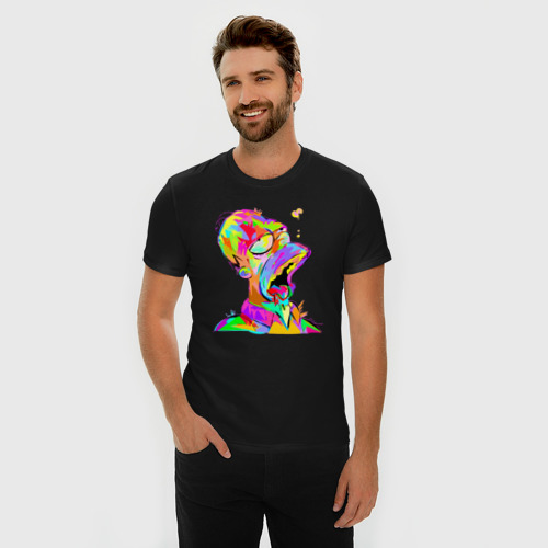 Мужская футболка хлопок Slim Гомер Симпсон - стилизация - color, цвет черный - фото 3