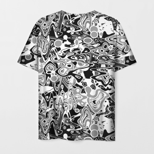 Мужская футболка 3D Черно-белый абстрактный узор разводы, цвет 3D печать - фото 2