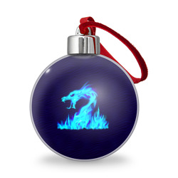 Ёлочный шар Огненный голубой дракон
