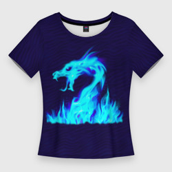 Женская футболка 3D Slim Огненный голубой дракон