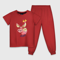 Детская пижама хлопок Свинка с бабочкой 