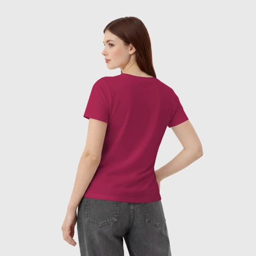 Женская футболка хлопок с принтом Свинка с бабочкой, вид сзади #2