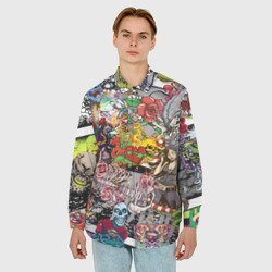 Мужская рубашка oversize 3D Цветное граффити и татуировки - фото 2