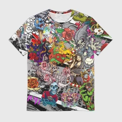 Мужская футболка 3D Цветное граффити и татуировки