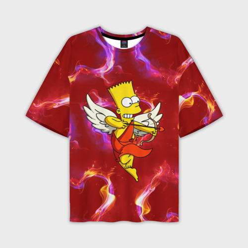Мужская футболка oversize 3D Барт Симпсон купидон ангел стреляет из лука, цвет 3D печать