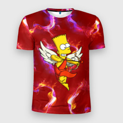 Мужская футболка 3D Slim Барт Симпсон купидон ангел стреляет из лука