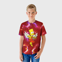 Детская футболка 3D Барт Симпсон купидон ангел стреляет из лука - фото 2