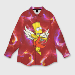 Мужская рубашка oversize 3D Барт Симпсон купидон ангел стреляет из лука