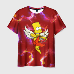 Мужская футболка 3D Барт Симпсон купидон ангел стреляет из лука