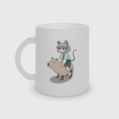 Кружка матовая стеклянная Nazrin - Touhou riding a capybara