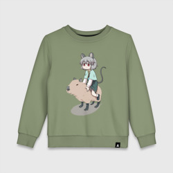 Детский свитшот хлопок Nazrin - Touhou riding a capybara