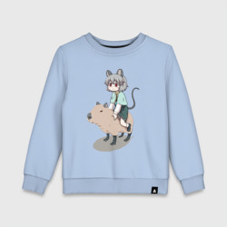 Детский свитшот хлопок Nazrin - Touhou riding a capybara