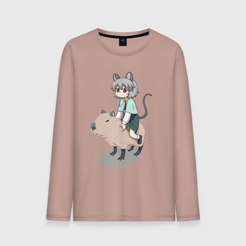 Мужской лонгслив хлопок Nazrin - Touhou riding a capybara