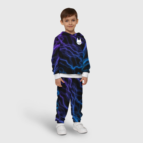 Детский костюм с толстовкой 3D Stray - молнии - неон, цвет белый - фото 3