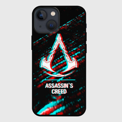 Чехол для iPhone 13 mini Assassin's Creed в стиле glitch и баги графики на темном фоне