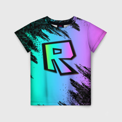 Детская футболка 3D Roblox neon logo