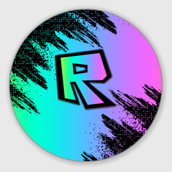 Круглый коврик для мышки Roblox neon logo